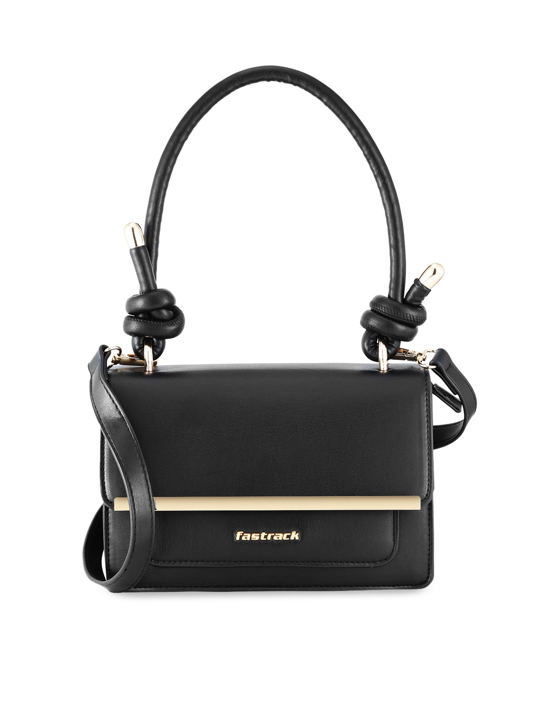 

Fastrack Women Black PU Structured Satchel