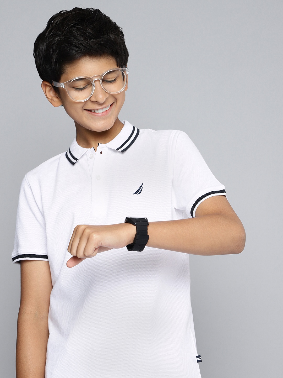 

Nautica Boys Pure Cotton Polo Collar T-shirt, White