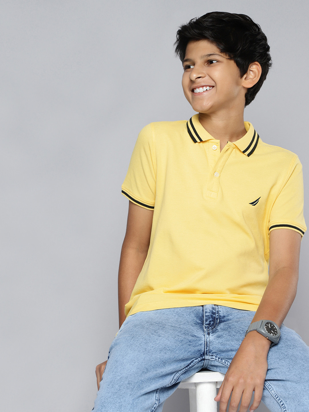 

Nautica Boys Pure Cotton Polo Collar T-shirt, Yellow