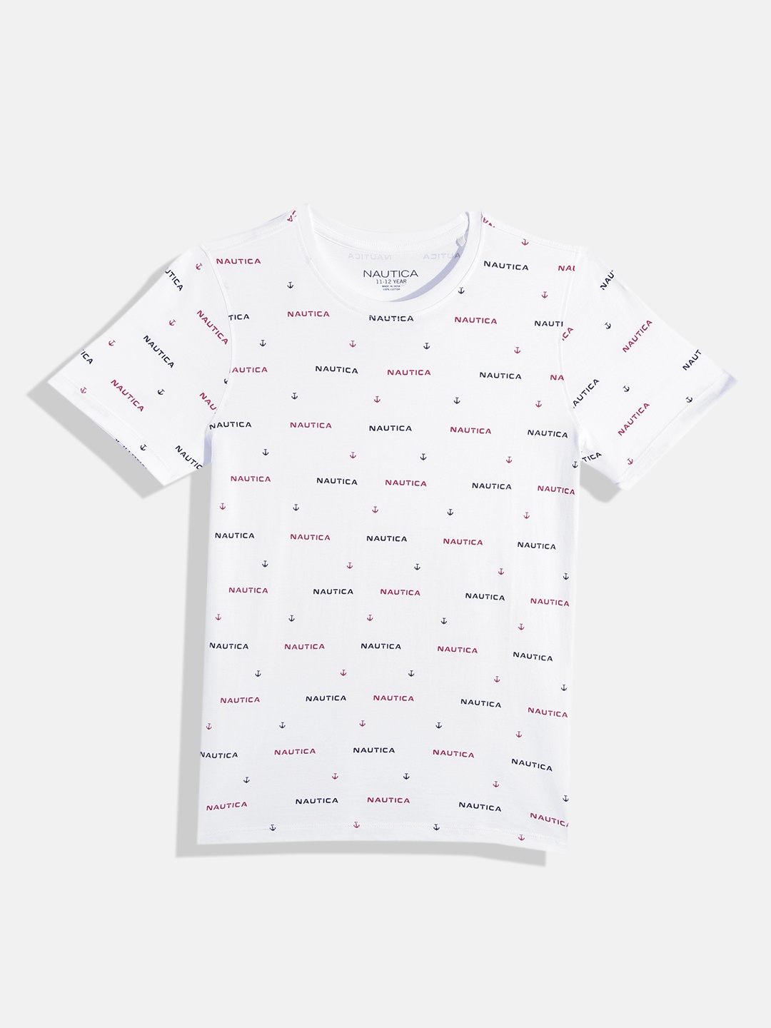 

Nautica Boys Pure Cotton Brand Logo Printed T-shirt, White