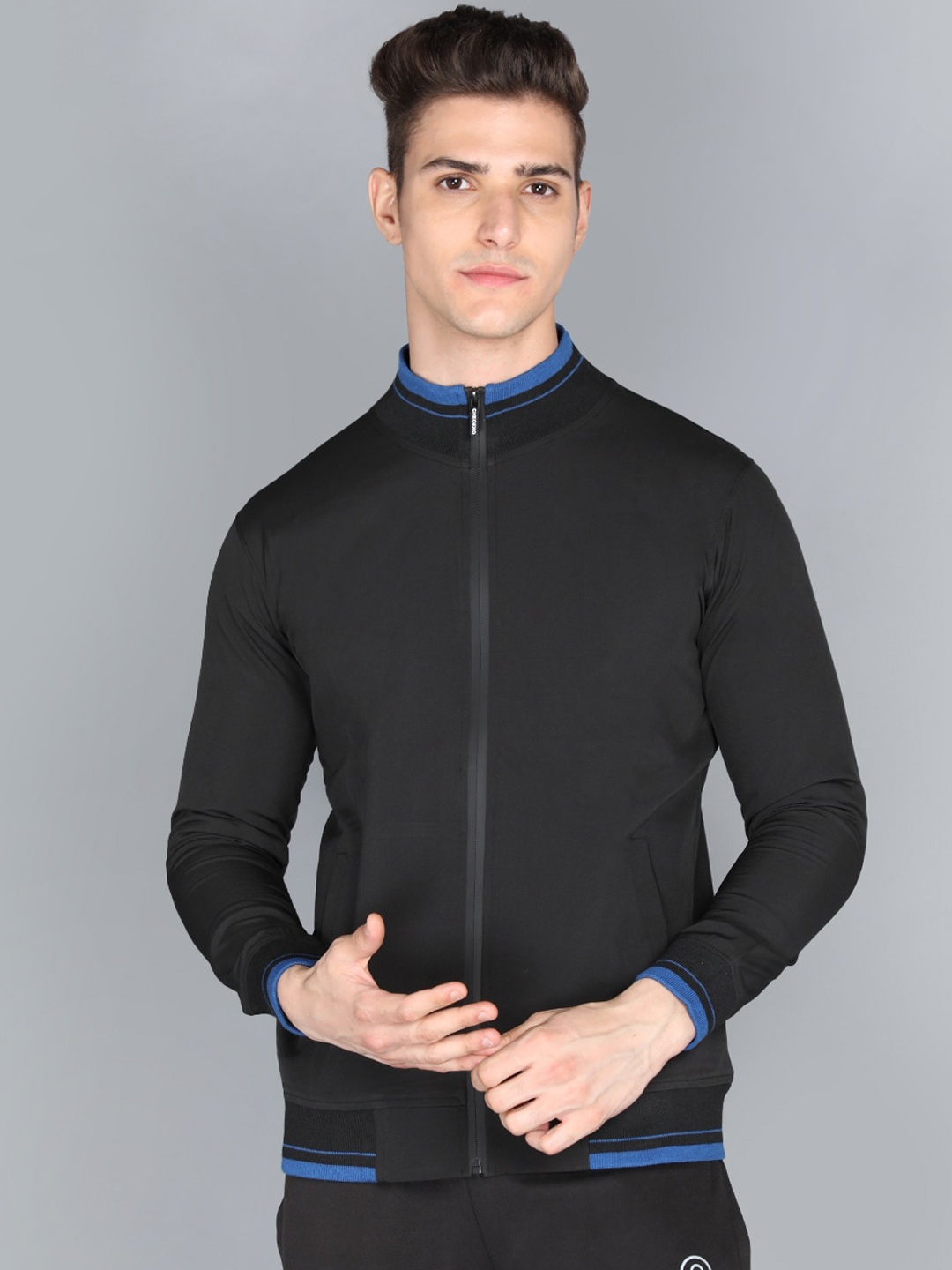 

CHKOKKO Men Black Windcheater and Water Resistant Outdoor Sporty Jacket