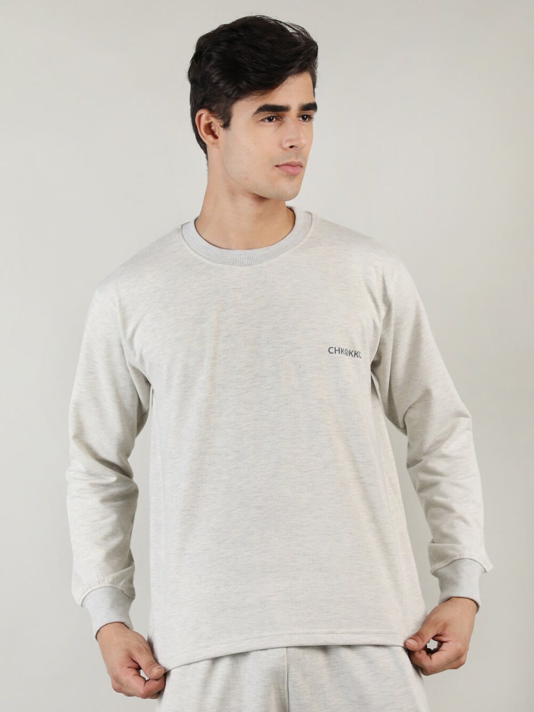 

CHKOKKO Men Off White Cotton T-shirt