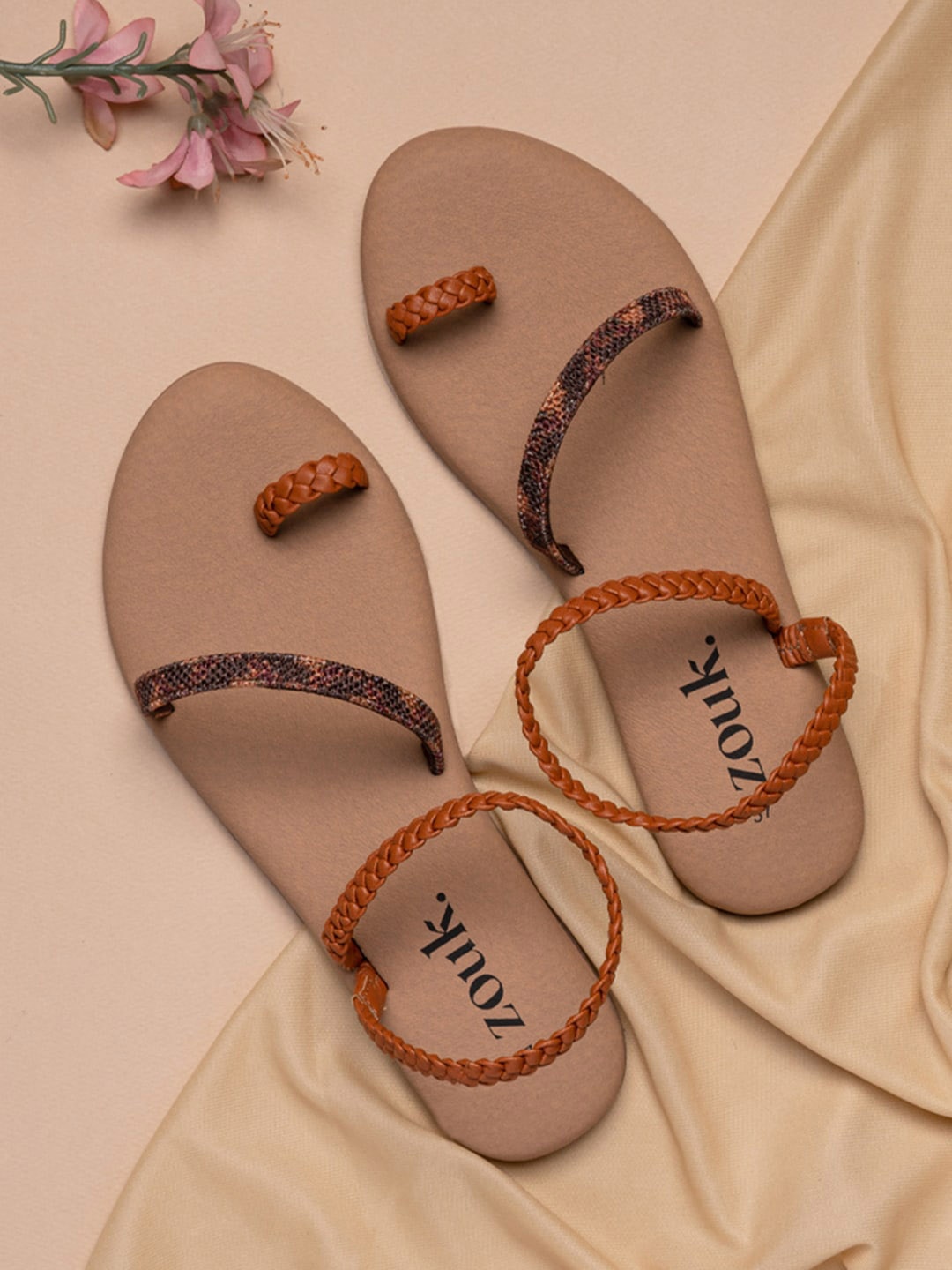 

ZOUK Women Brown Open Toe Flats