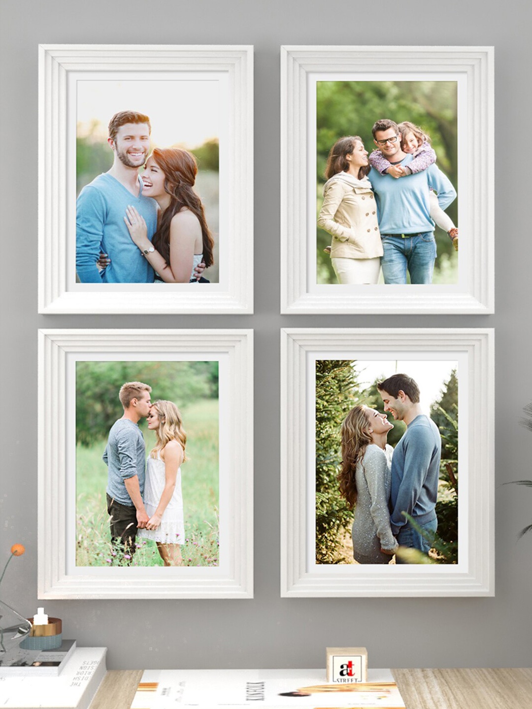 

Art Street Set Of 4 White Solid Photo Frames