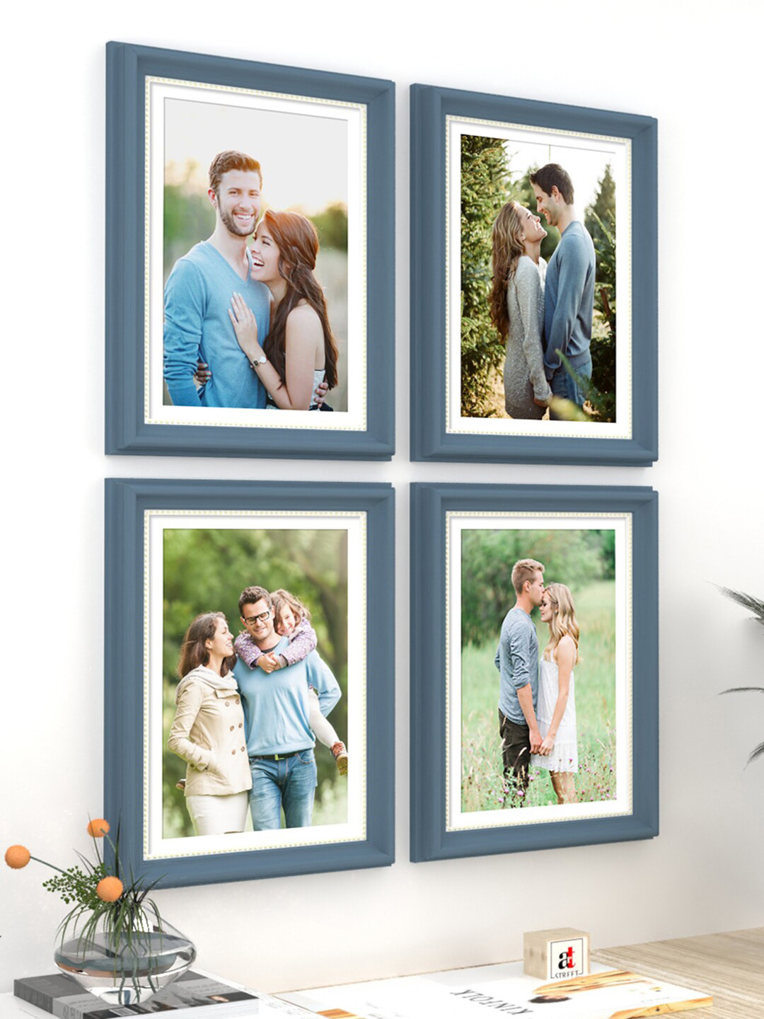 

Art Street Set Of 4 Blue Solid Wall Photo Frames