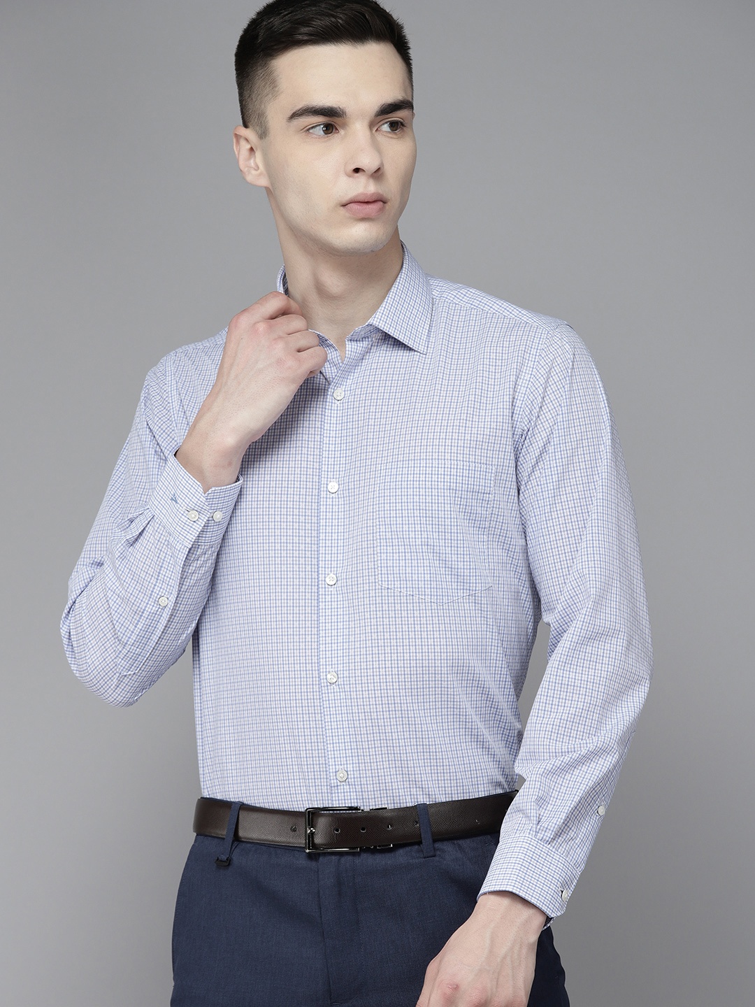 

Van Heusen Micro Checked Formal Shirt, Blue