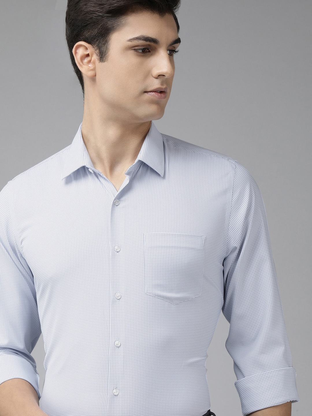 

Van Heusen Men White Slim Fit Micro Checks Opaque Formal Shirt