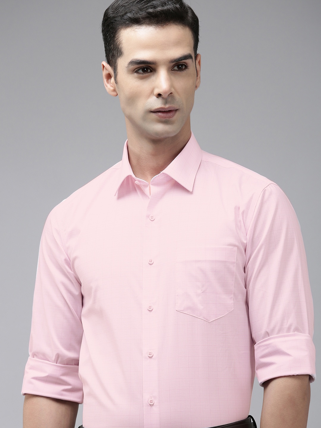 

Van Heusen Windowpane Checked Slim Fit Pure Cotton Formal Shirt, Pink