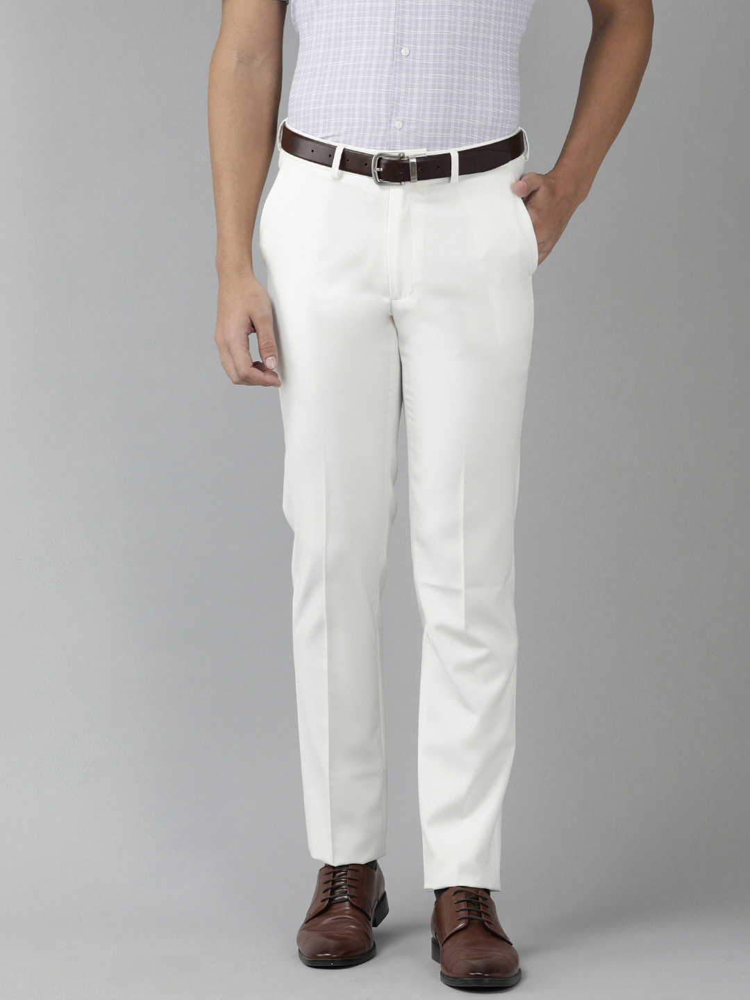 

Van Heusen Men White Slim Fit Trousers