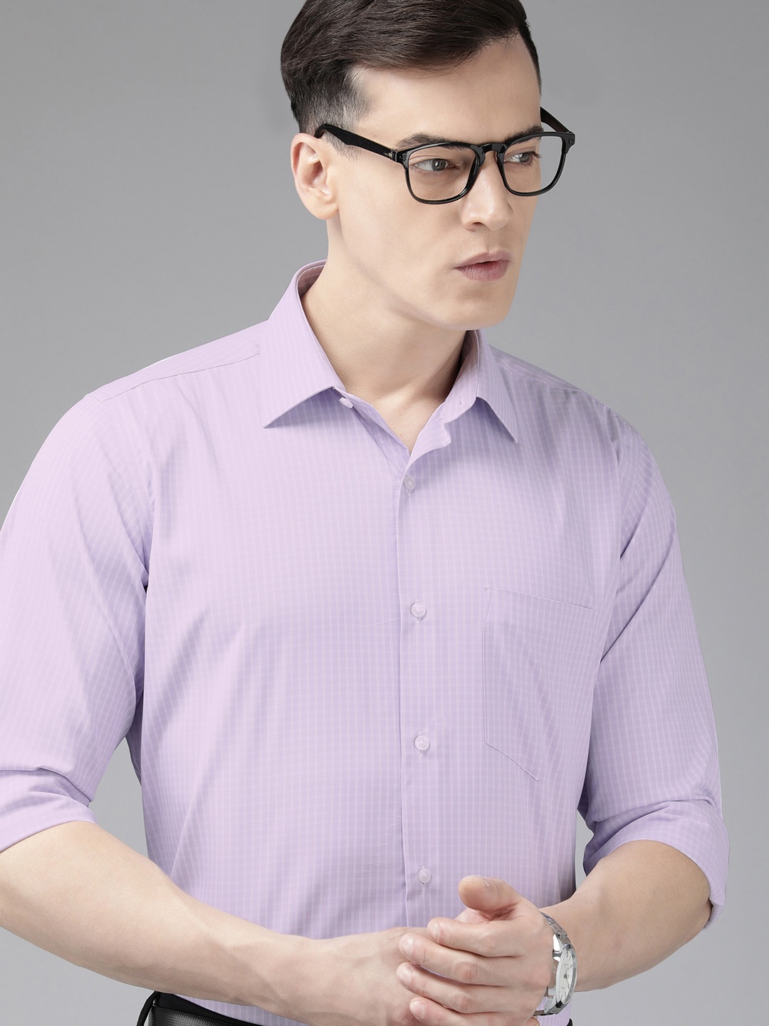 

Van Heusen Custom Checked Formal Shirt, Lavender
