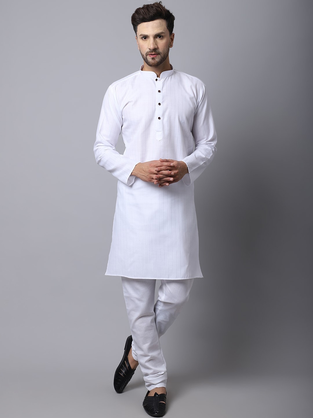 

Kaifoo Men Cotton Kurta with Pyjama Set, White