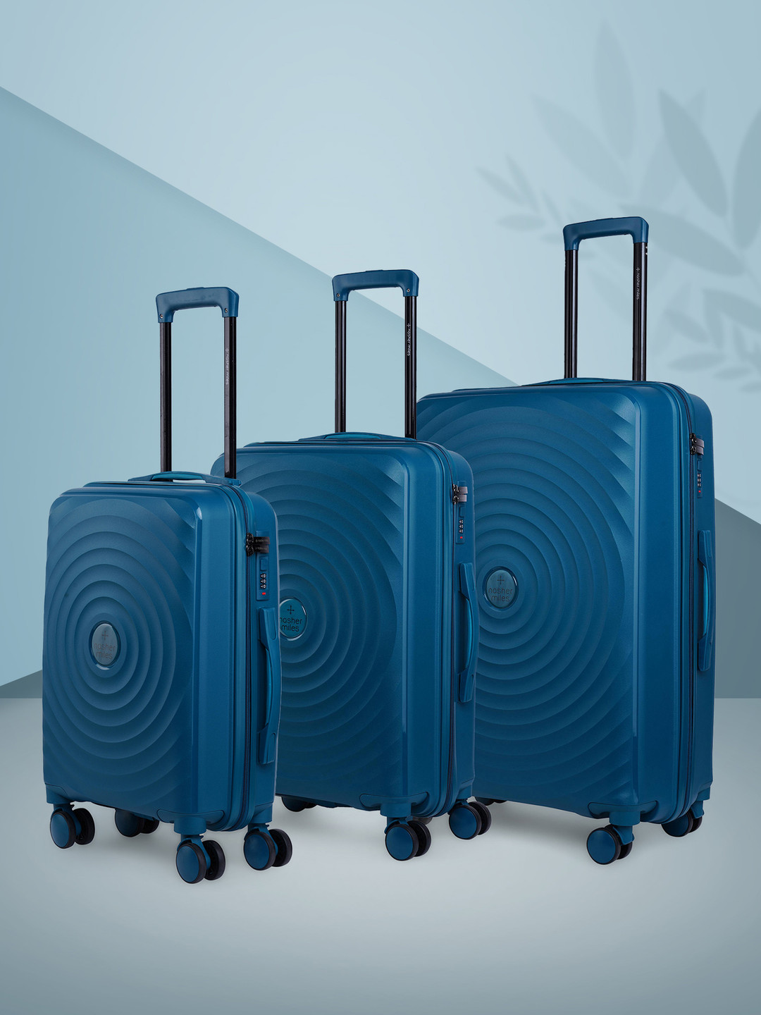 

Nasher Miles Set Of 3 Goa Textured Hard Trolley Bag, Teal