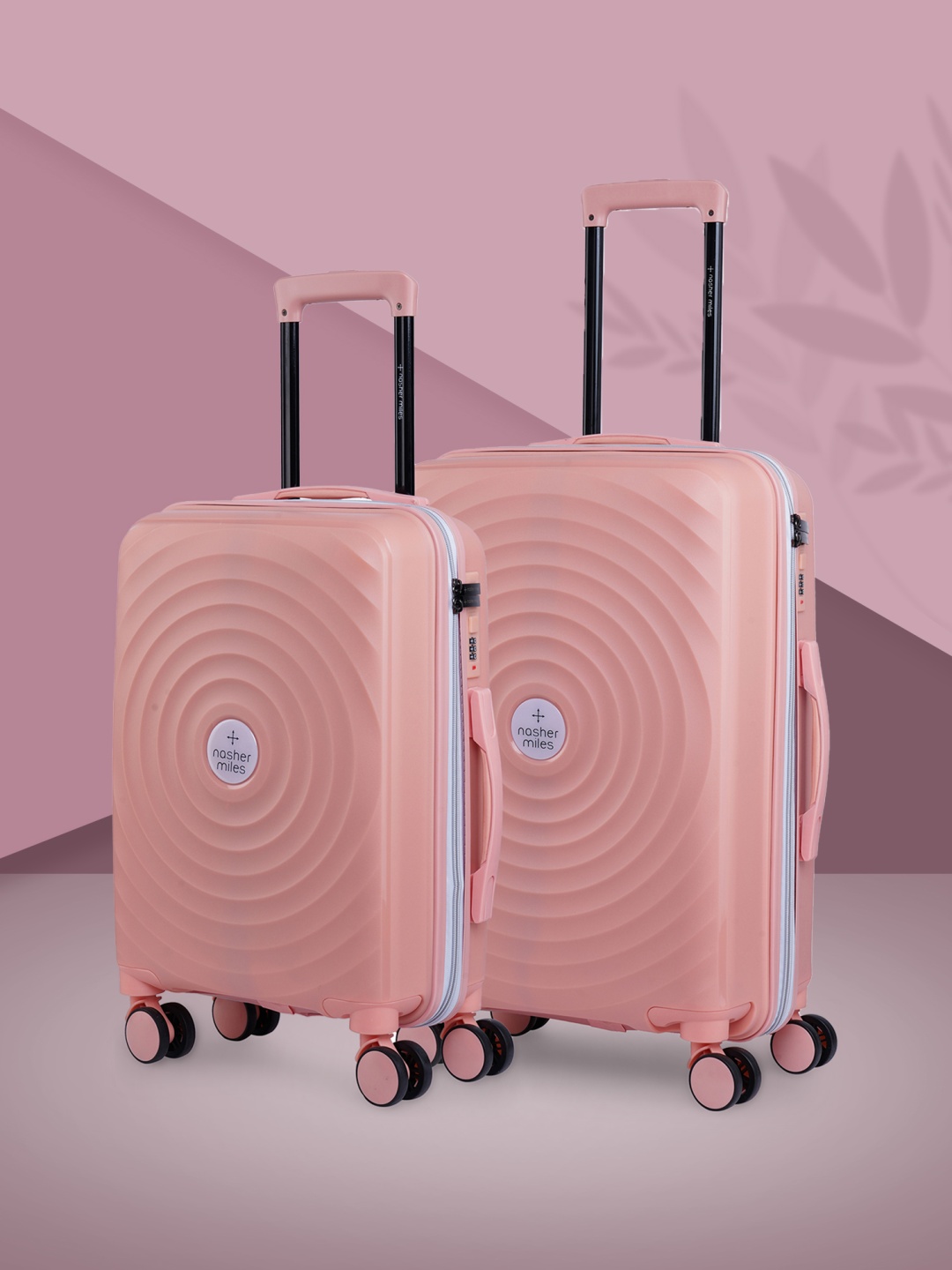 

Nasher Miles Set of 2 Goa Textured Hard-Sided Trolley Bags- 55 cm & 65 cm, Peach