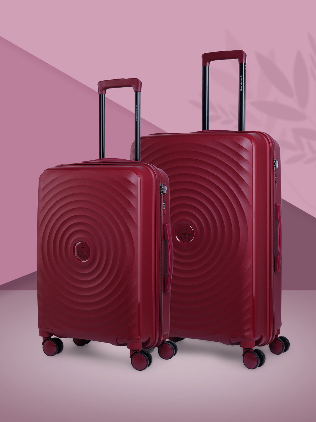 

Nasher Miles Set of 2 Goa Textured Hard-Sided Trolley Bags- 75 cm & 65 cm, Maroon