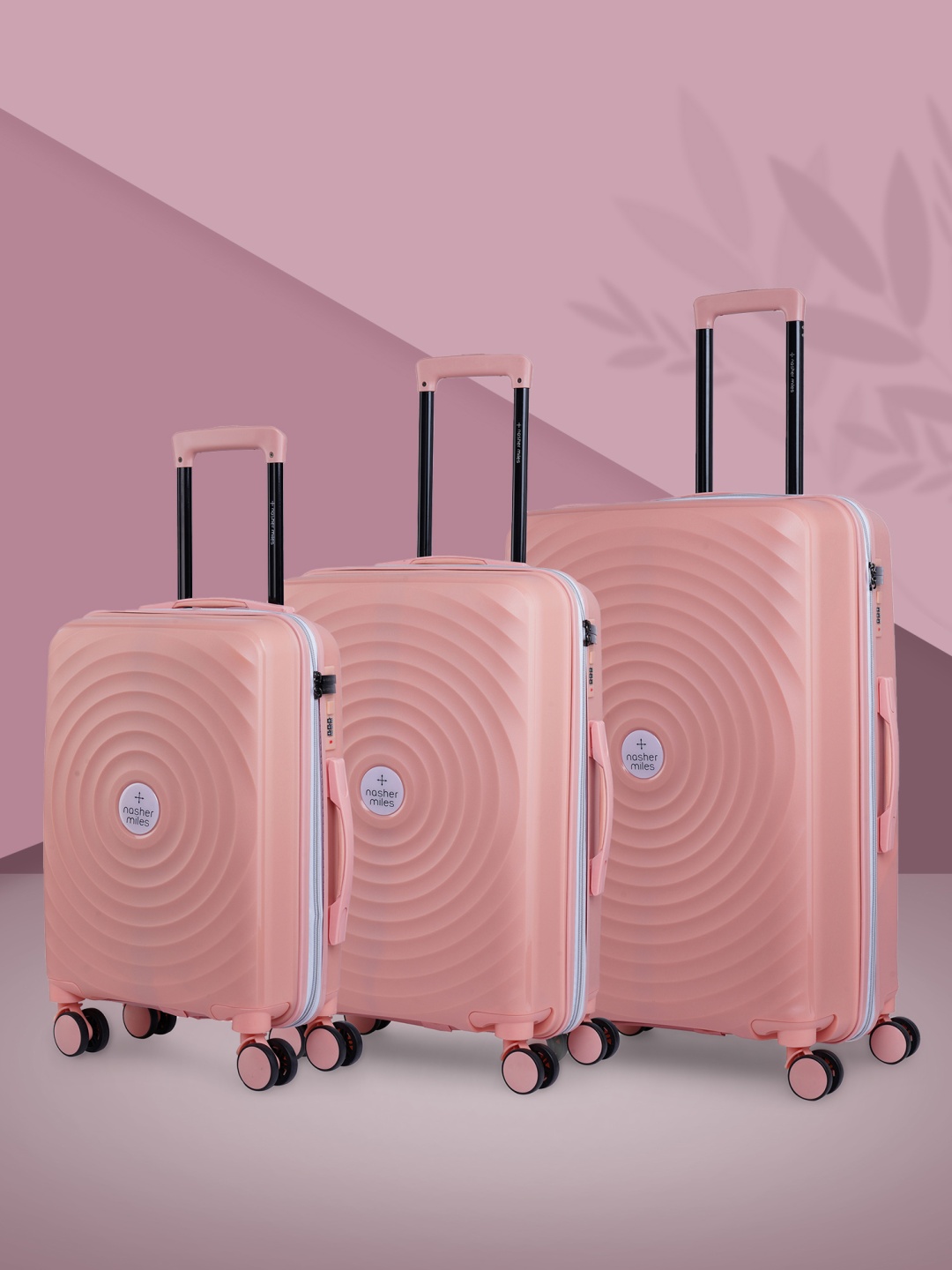 

Nasher Miles Goa Set Of 3 Textured Hard-Sided Trolley Bag, Peach