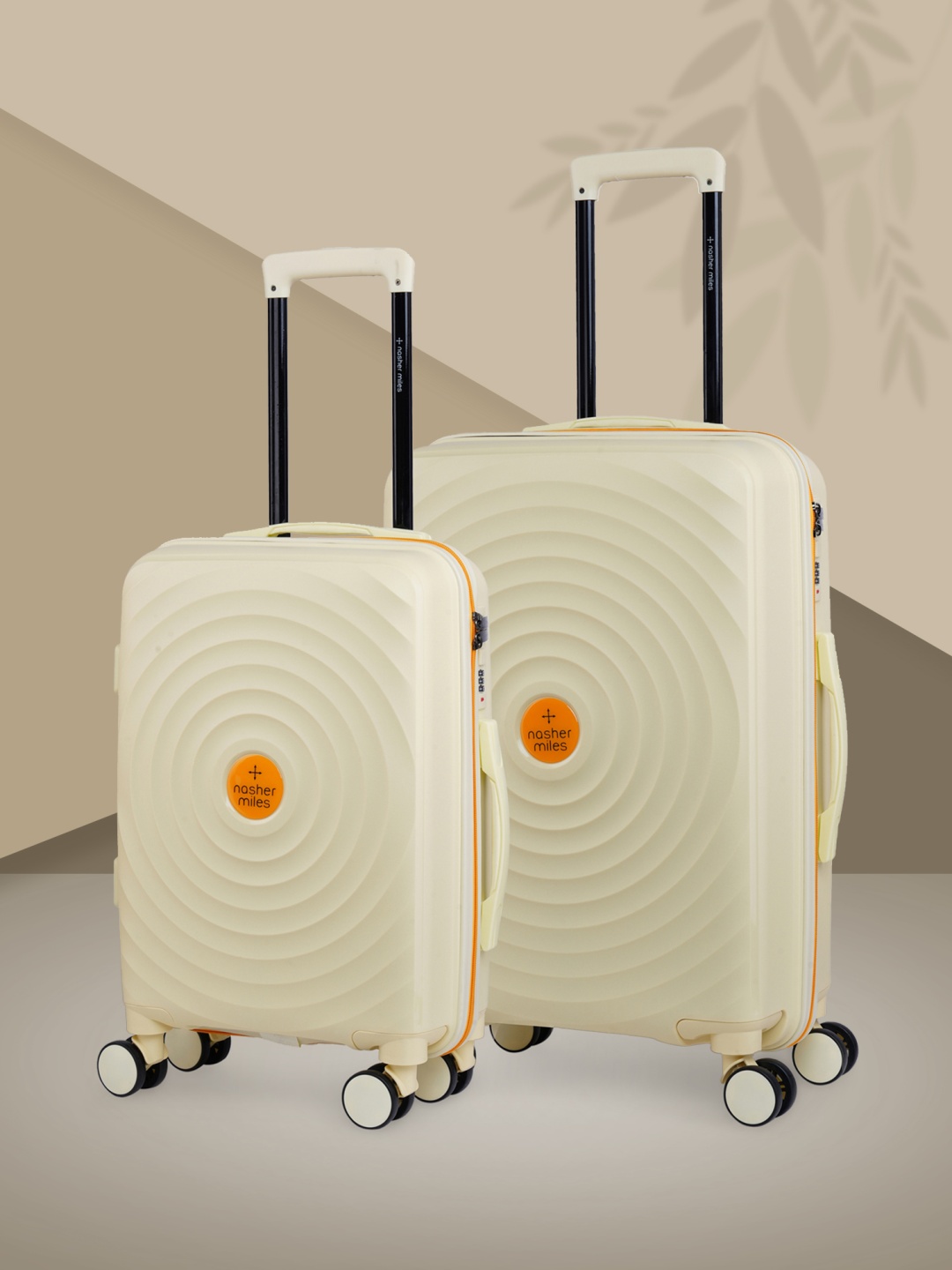 

Nasher Miles Set Of 2 Goa Textured Trolley Bag- 55 cm & 65 cm, Cream