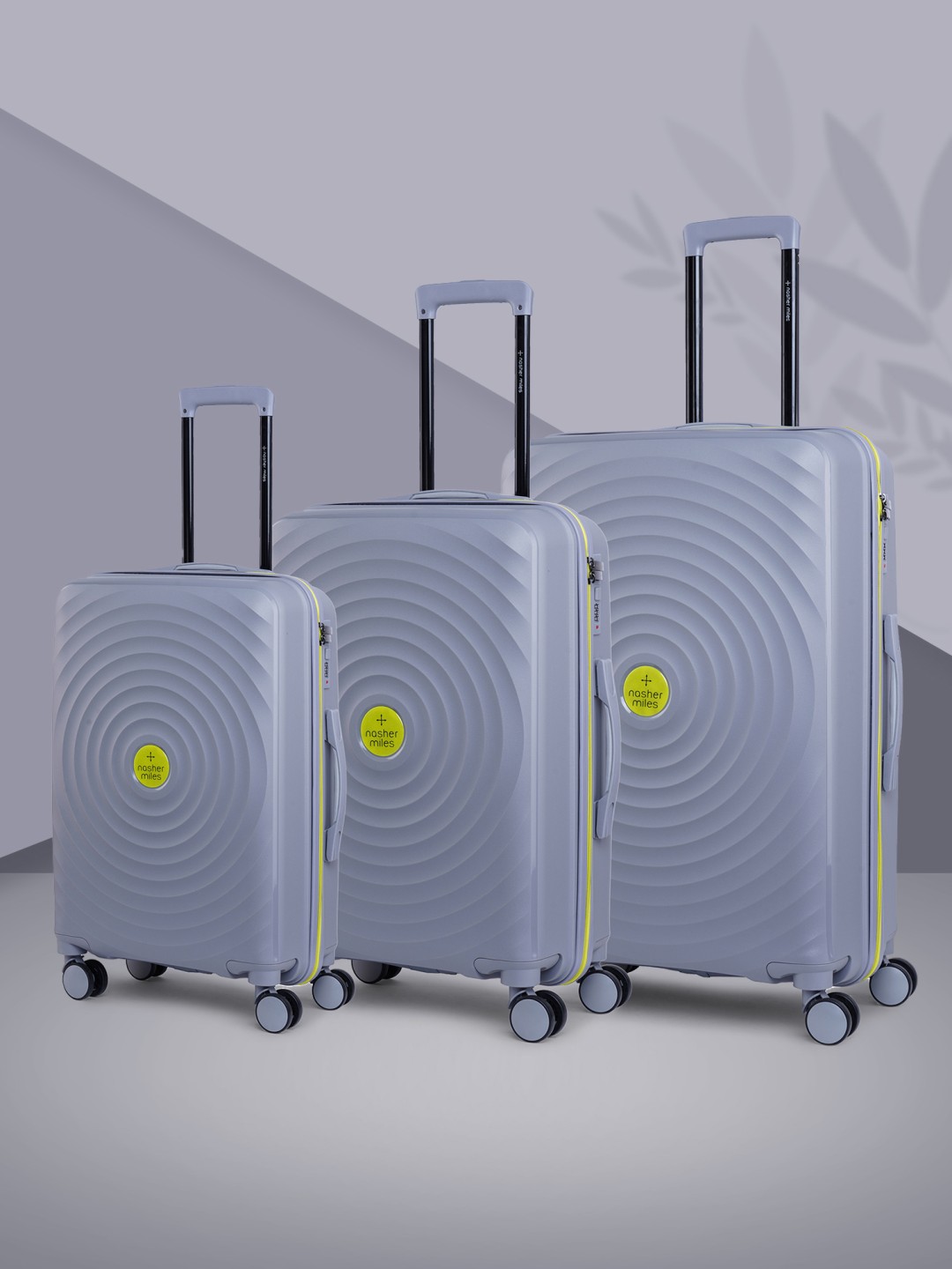 

Nasher Miles Set Of 3 Goa Textured Hard Trolley Suitcases, Fluorescent green