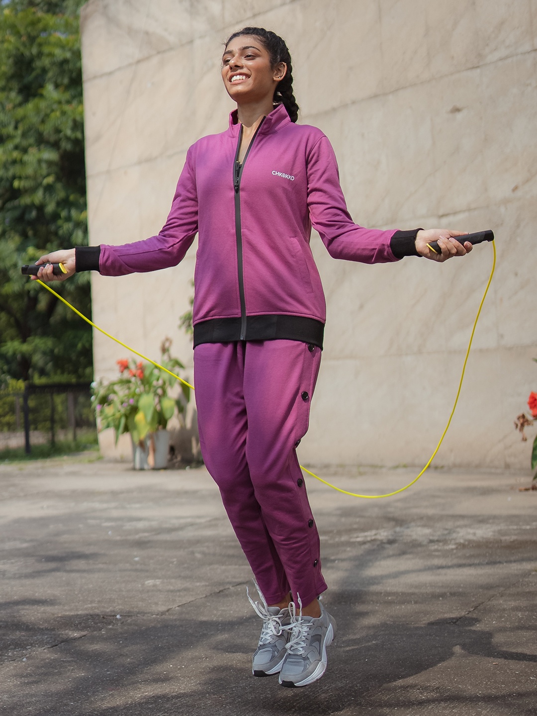 

CHKOKKO Women Purple Solid Co-Ords