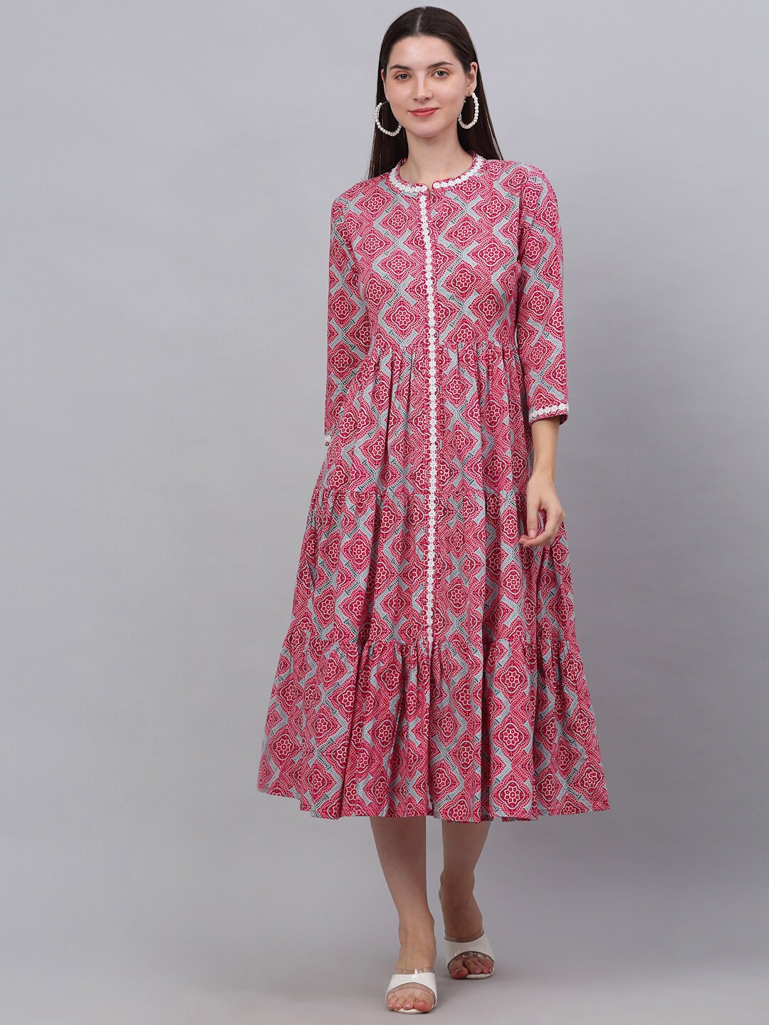 

Assamica Women Maroon & Grey Ethnic Motifs Printed Pastels Cotton Anarkali Kurta