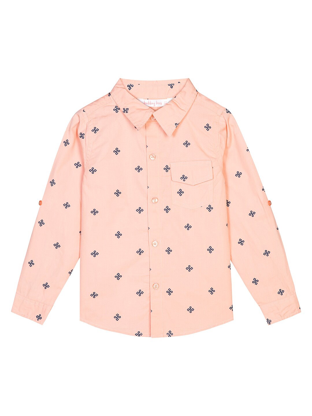 

Budding Bees Boys Peach Geometric Printed Cotton Casual Shirt