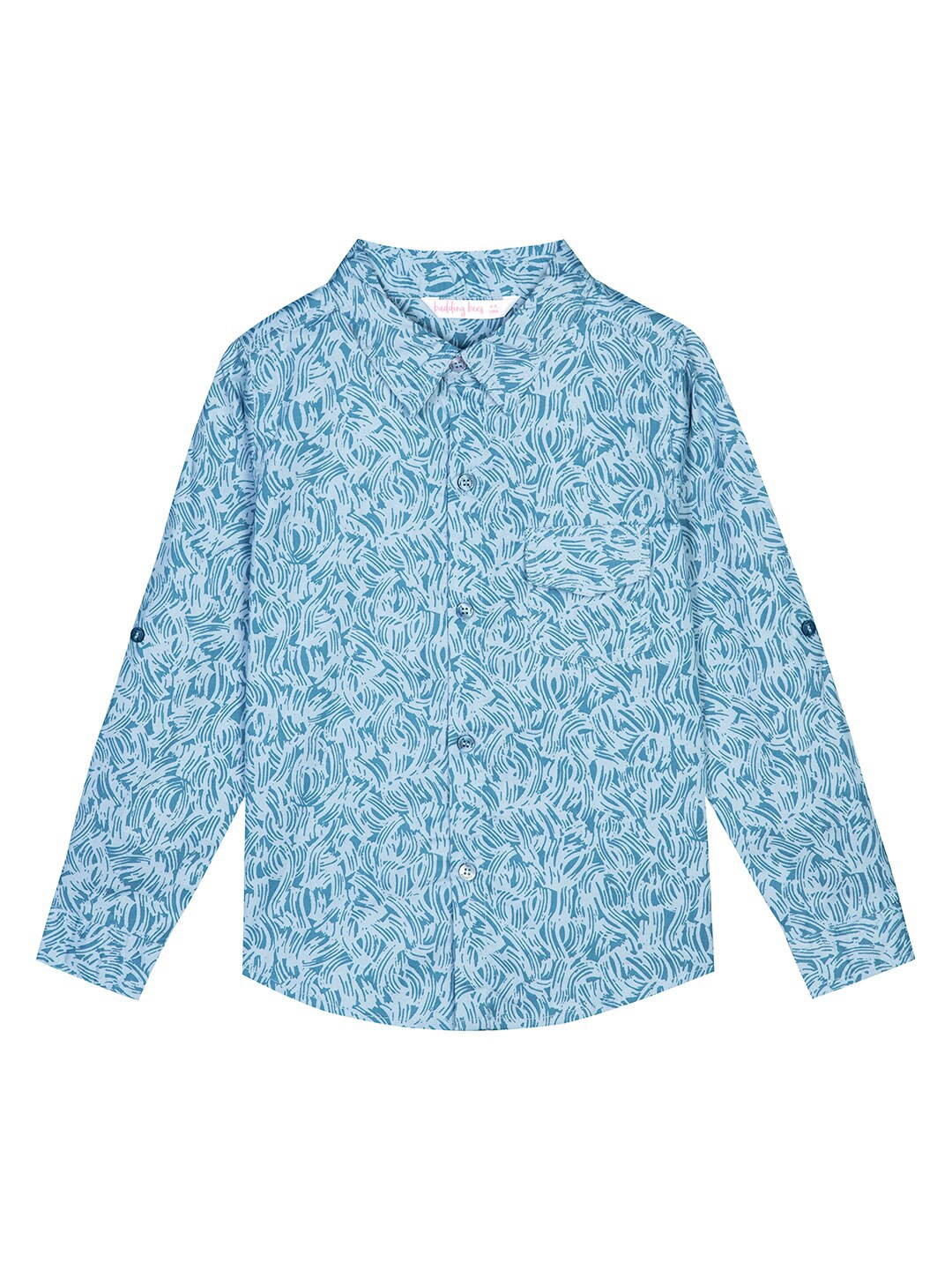 

Budding Bees Boys Blue Abstract Print Cotton Casual Shirt
