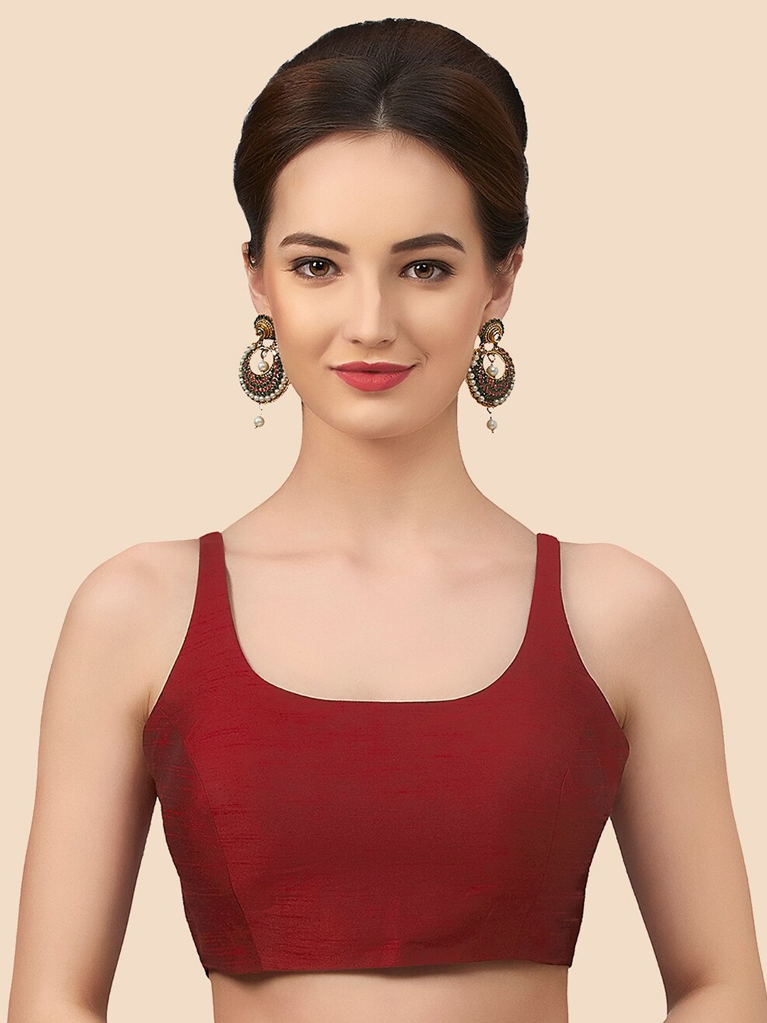 

neckbook Women Maroon Solid Saree Blouse