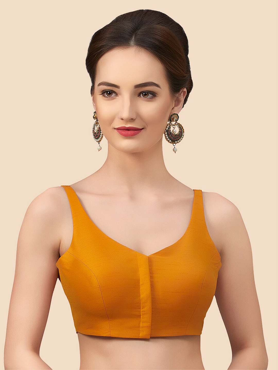 

neckbook Mustard Solid Saree Blouse