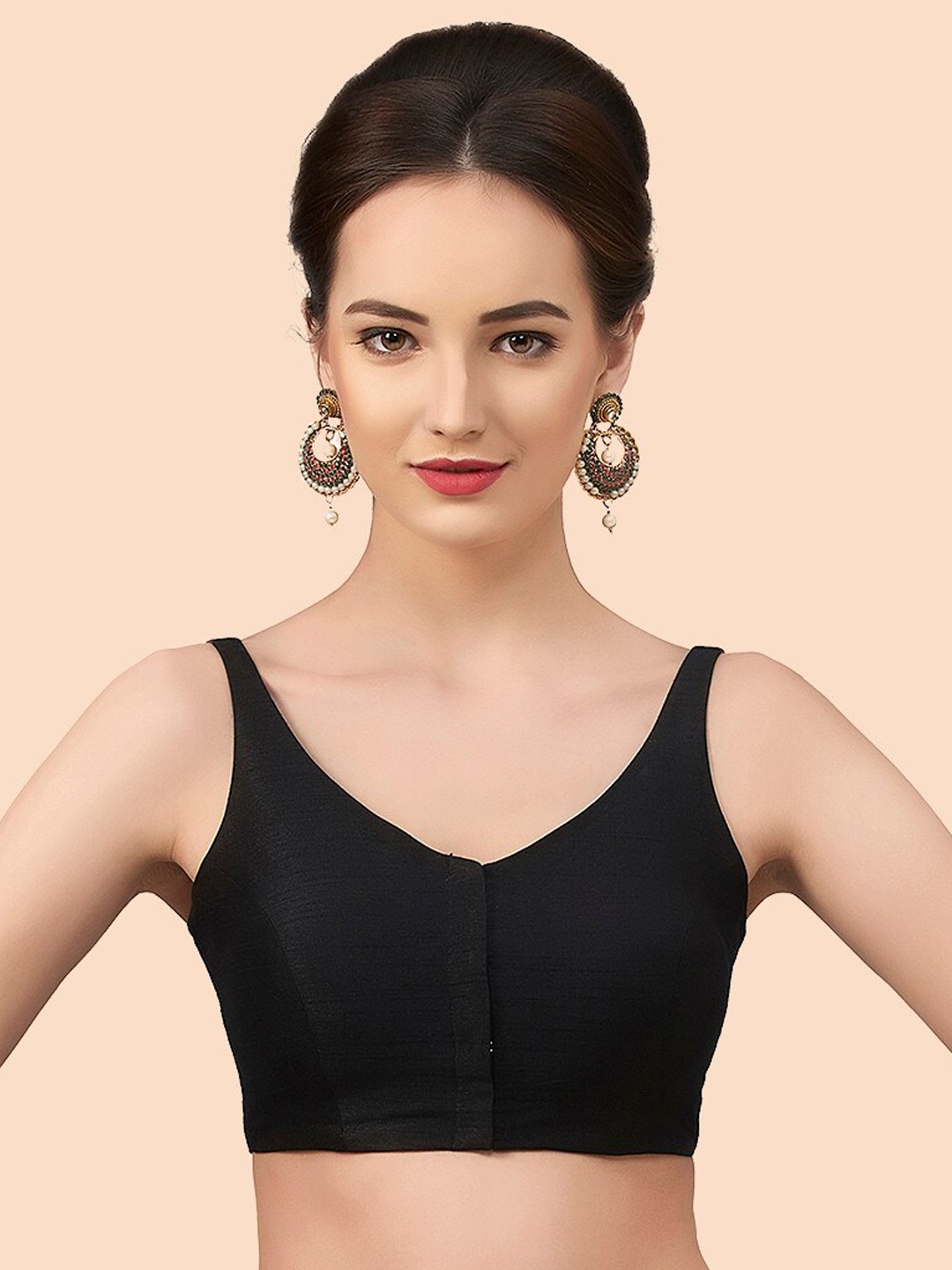 

neckbook Black Solid Saree Blouse