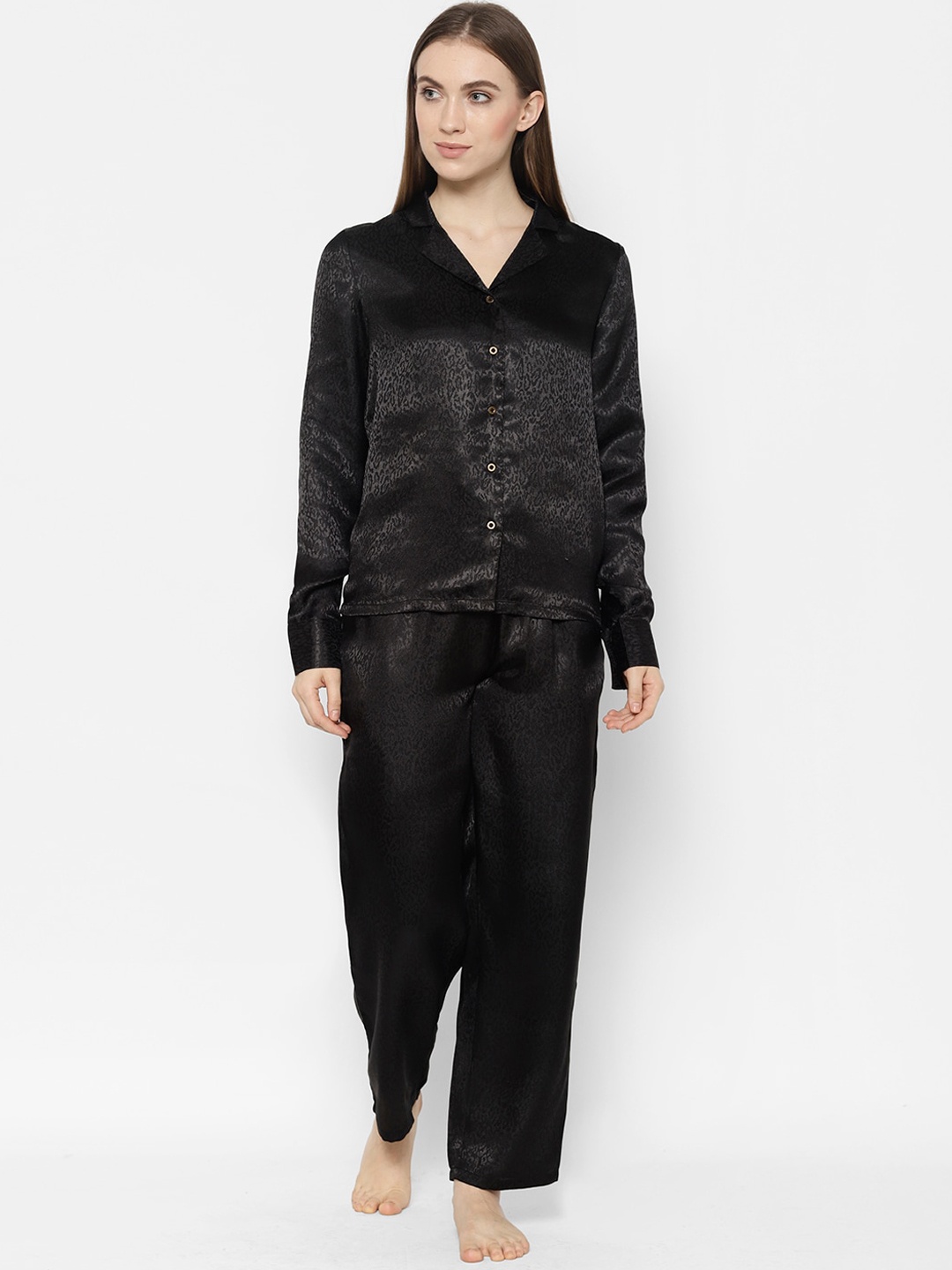 

HOUSE OF KKARMA Women Printed Night suit, Black