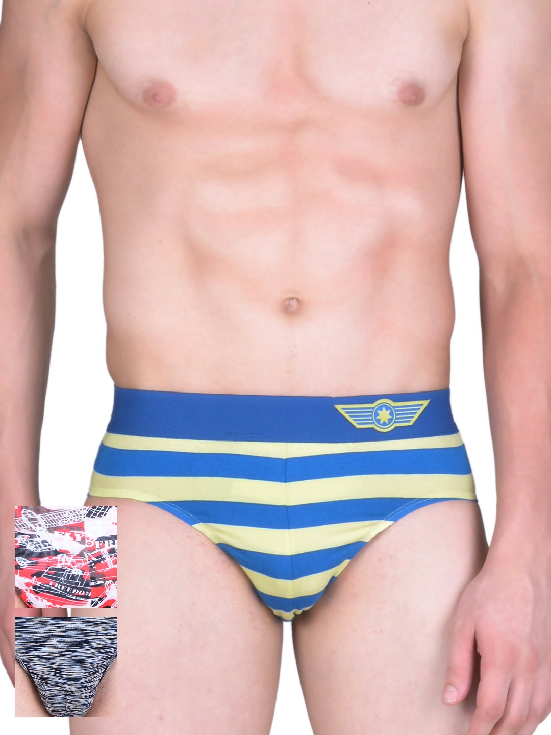 

Force NXT Men Pack of 3 Printed Assorted Briefs MNFL-11-52-51, Blue