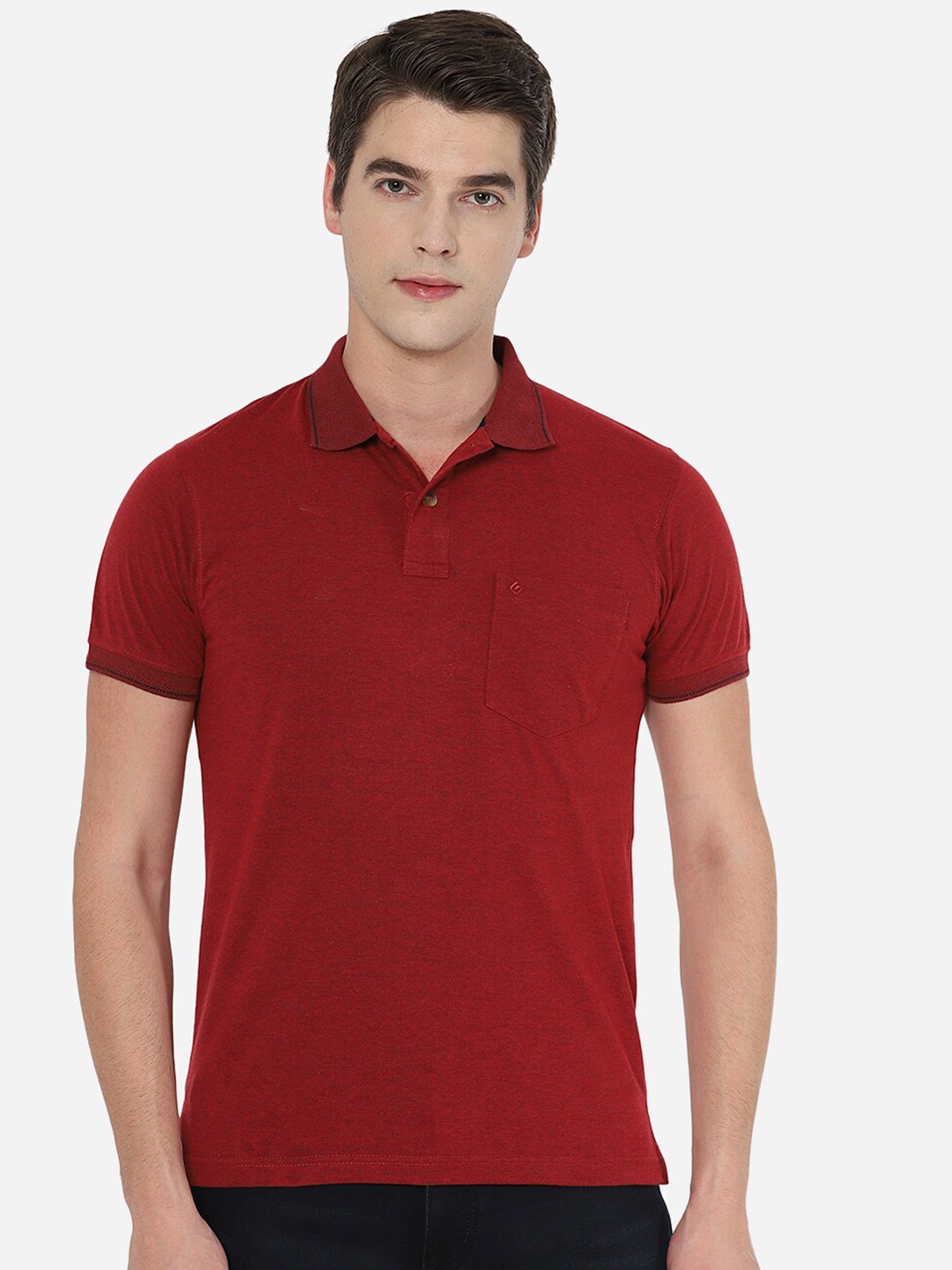 

Greenfibre Men Polo Collar Regular Fit Cotton T-shirt, Red