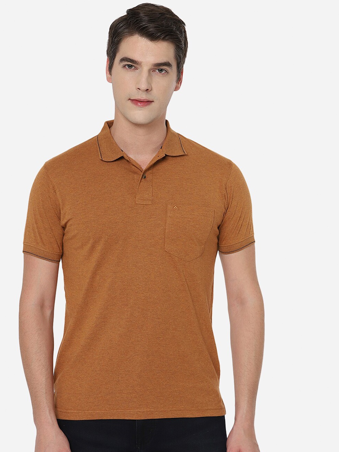 

Greenfibre Men Orange Polo Collar Regular Fit Cotton T-shirt