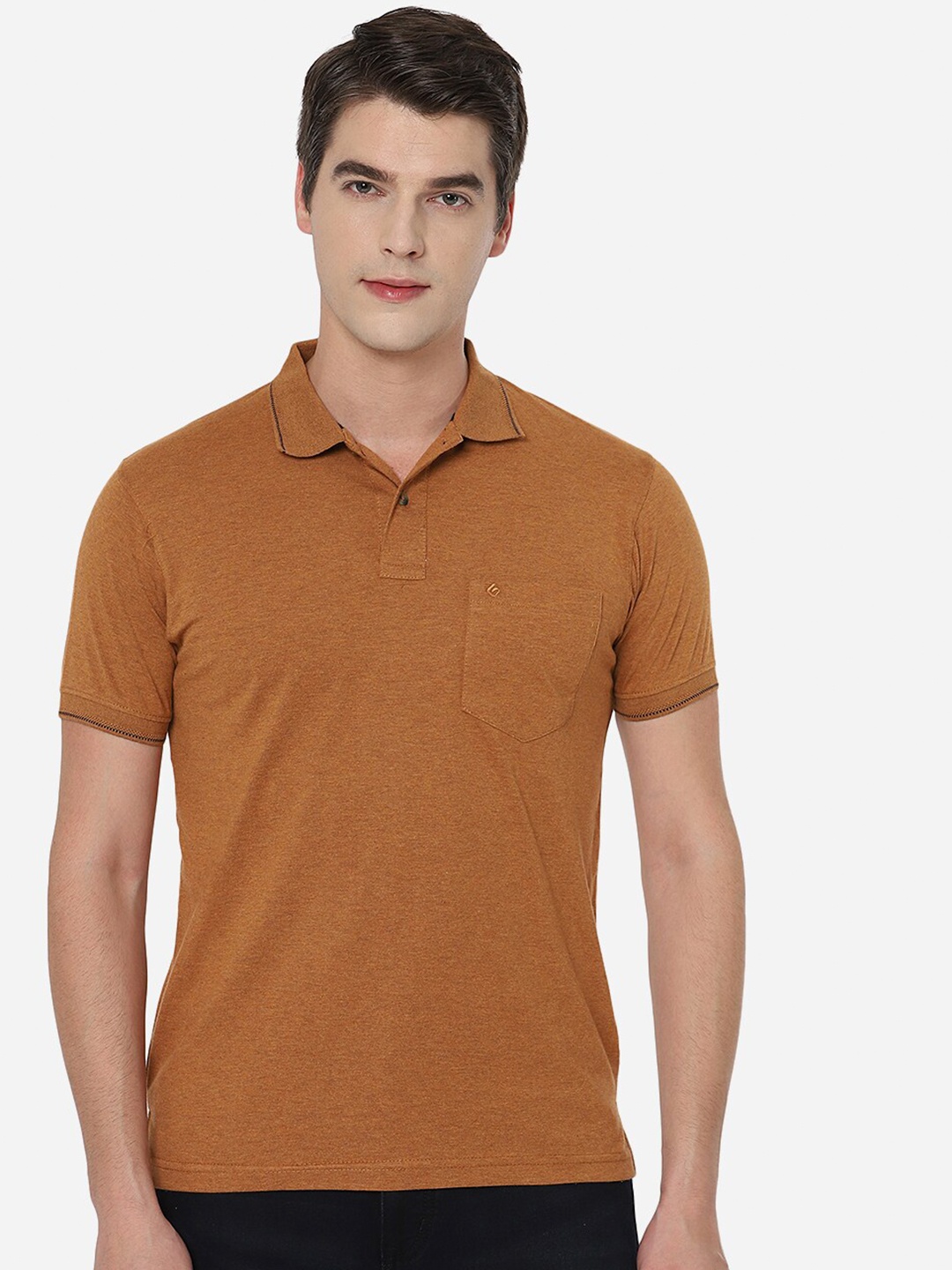 

Greenfibre Men Orange Polo Collar Regular Fit Cotton T-shirt
