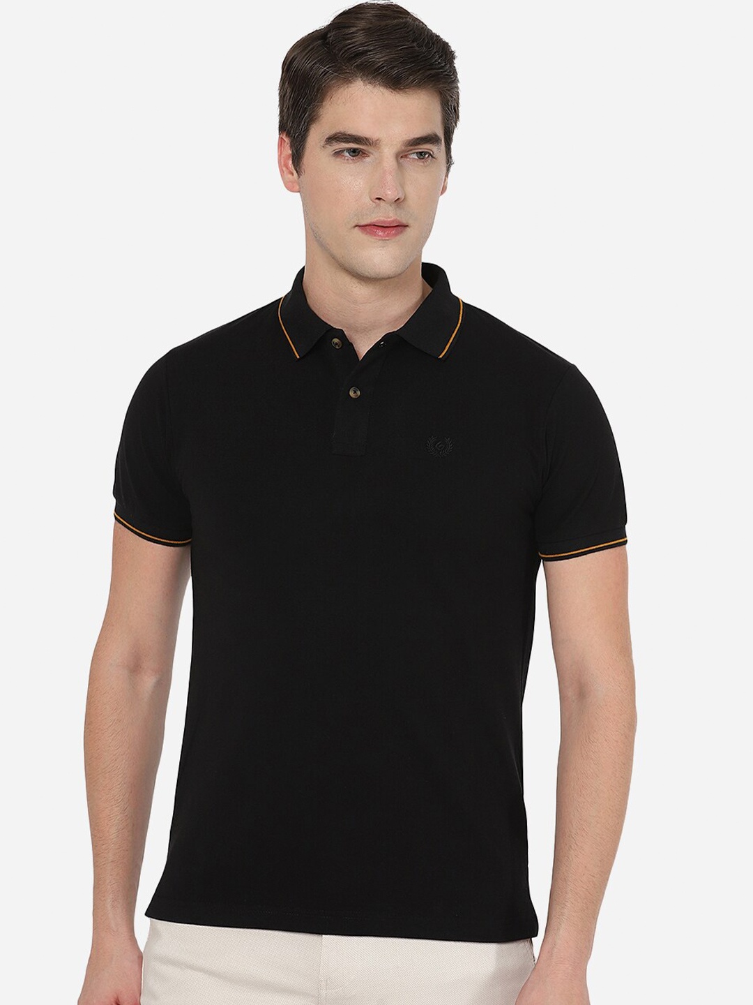 

Greenfibre Men Polo Collar Slim Fit Cotton T-shirt, Black
