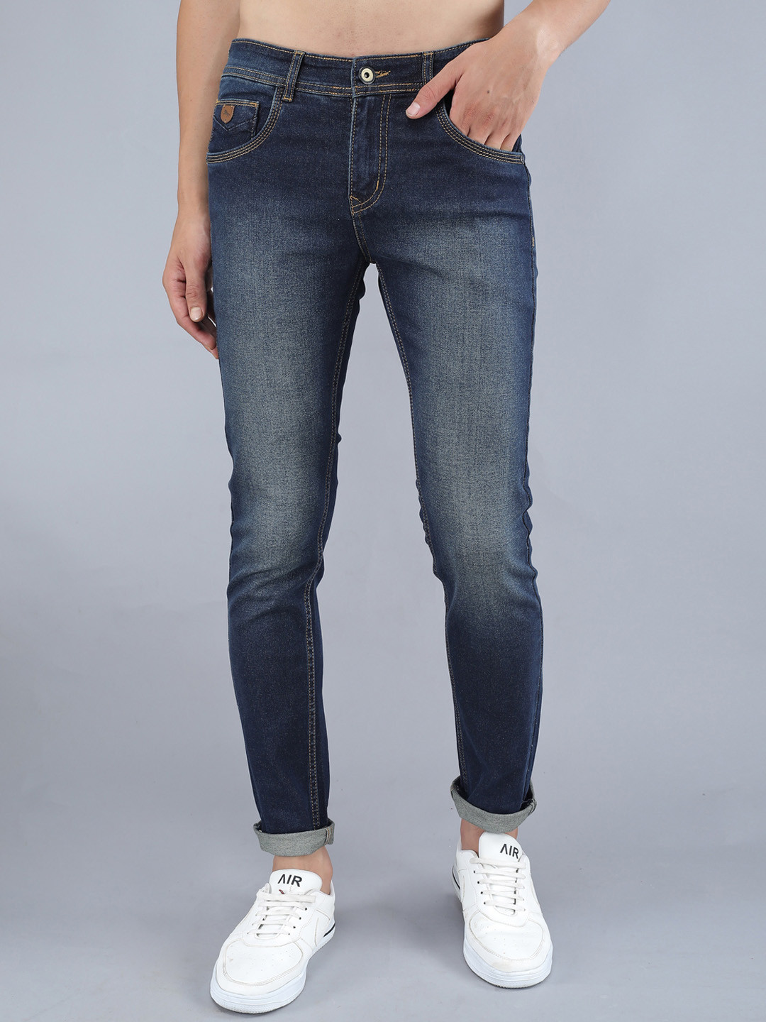 

TQS Men Slim Fit Stretchable Jeans, Blue