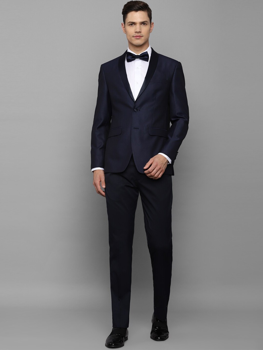 

Allen Solly Men Navy Blue Solid Slim-Fit Single-Breasted Two-Piece Formal Suit