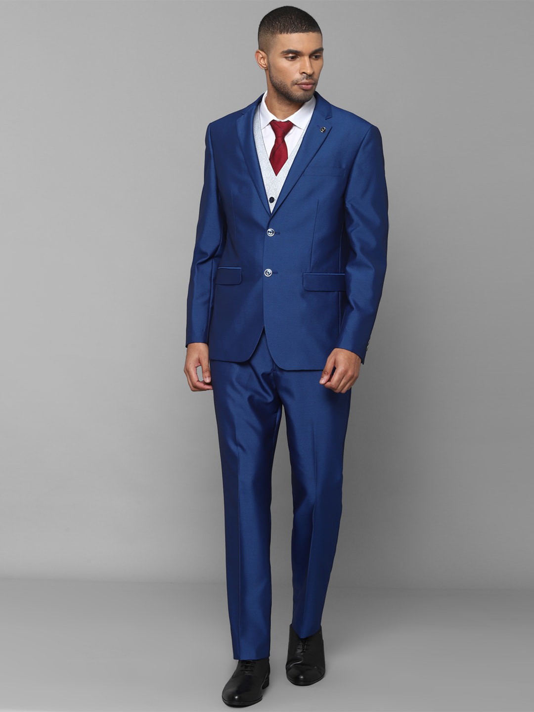 

Allen Solly Men Blue Solid Slim-Fit Single-Breasted Three-Piece Formal Suit