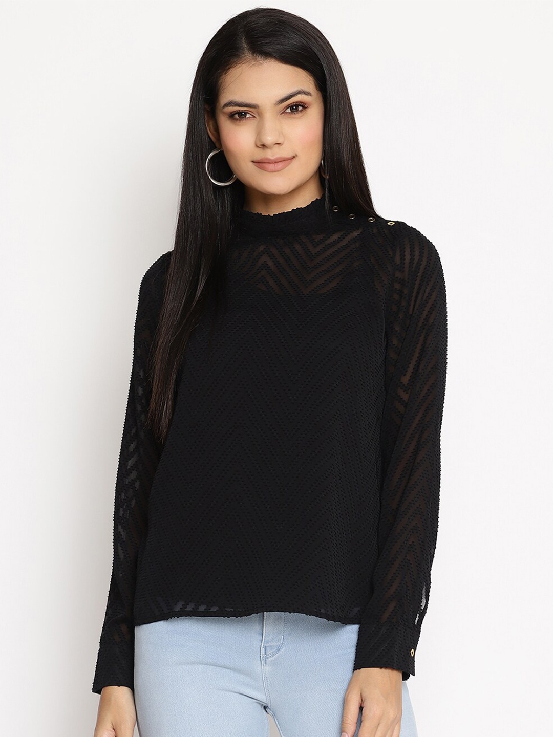 

HOUSE OF KKARMA Black Georgette Top