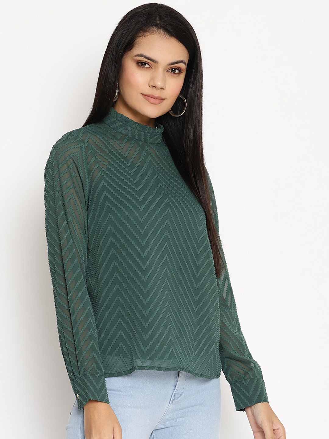 

HOUSE OF KKARMA Green Georgette Top