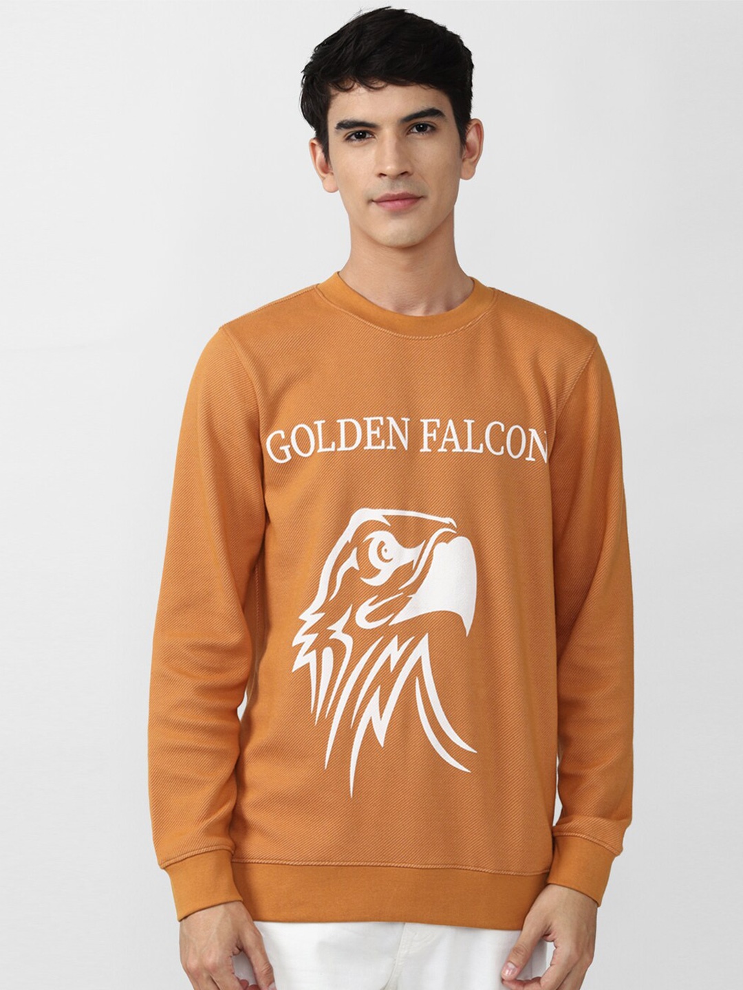 

FOREVER 21 Men Orange Printed Sweatshirt