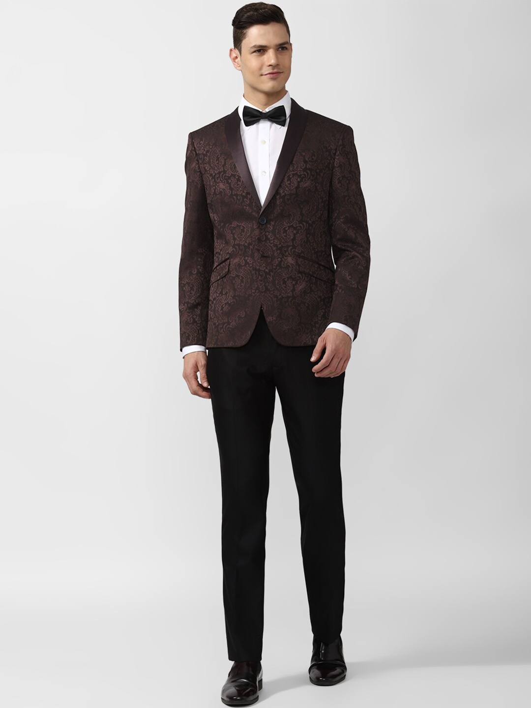 

V Dot Men Brown & Black Printed Single-Breasted 2-Piece Formal Slim-Fit Suit