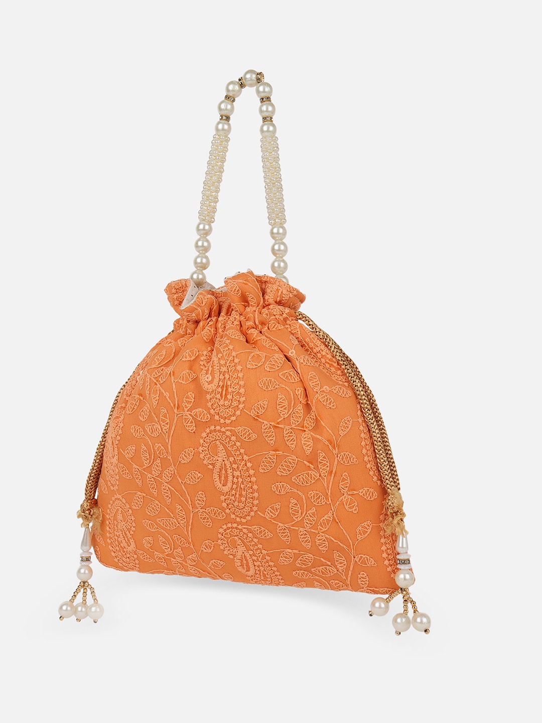 

Aditi Wasan Embroidered Potli Clutch, Orange