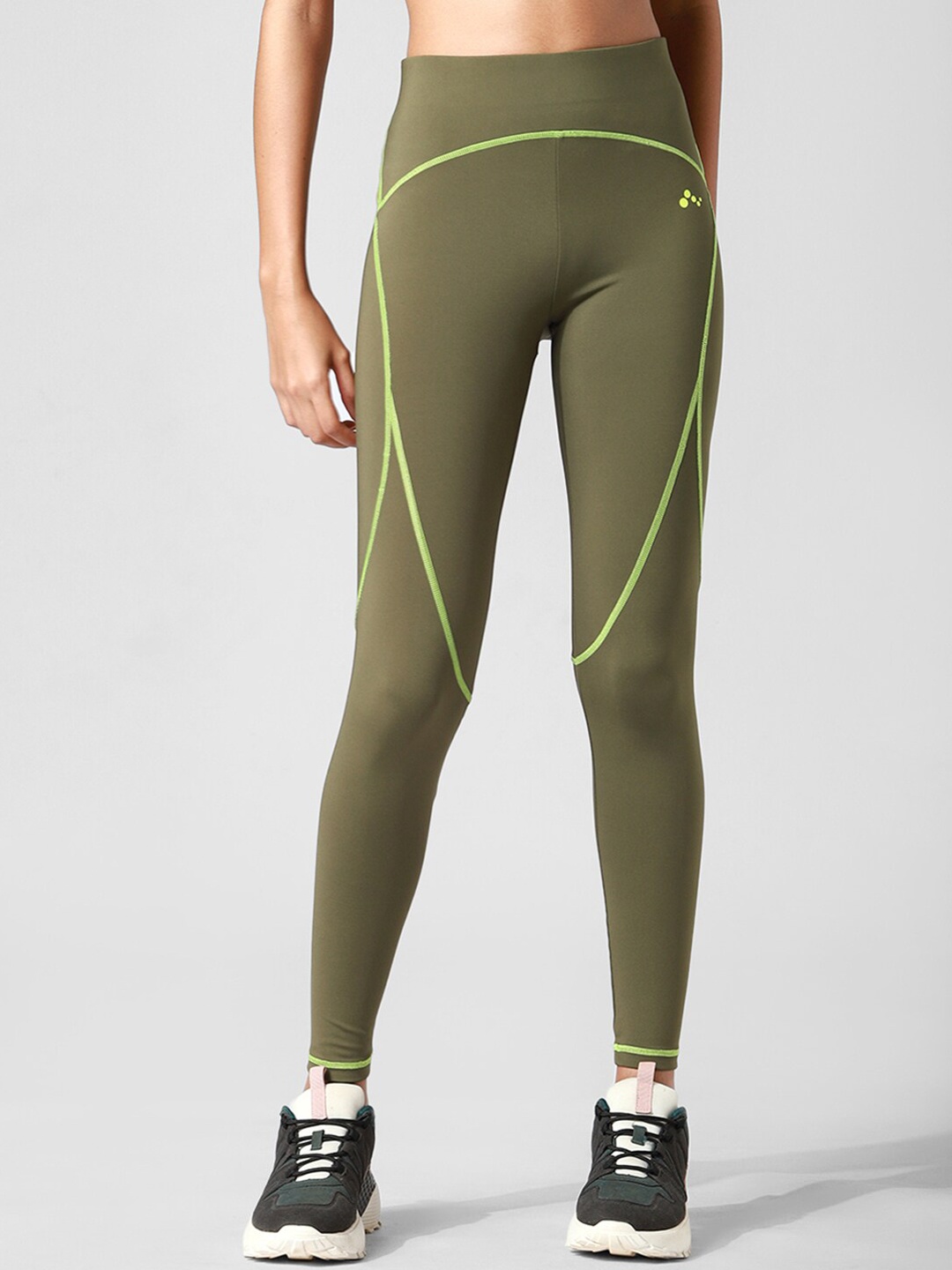 

ONLY PLAY Women Green Solid Ankle-Length Onpower Hw Train Tights