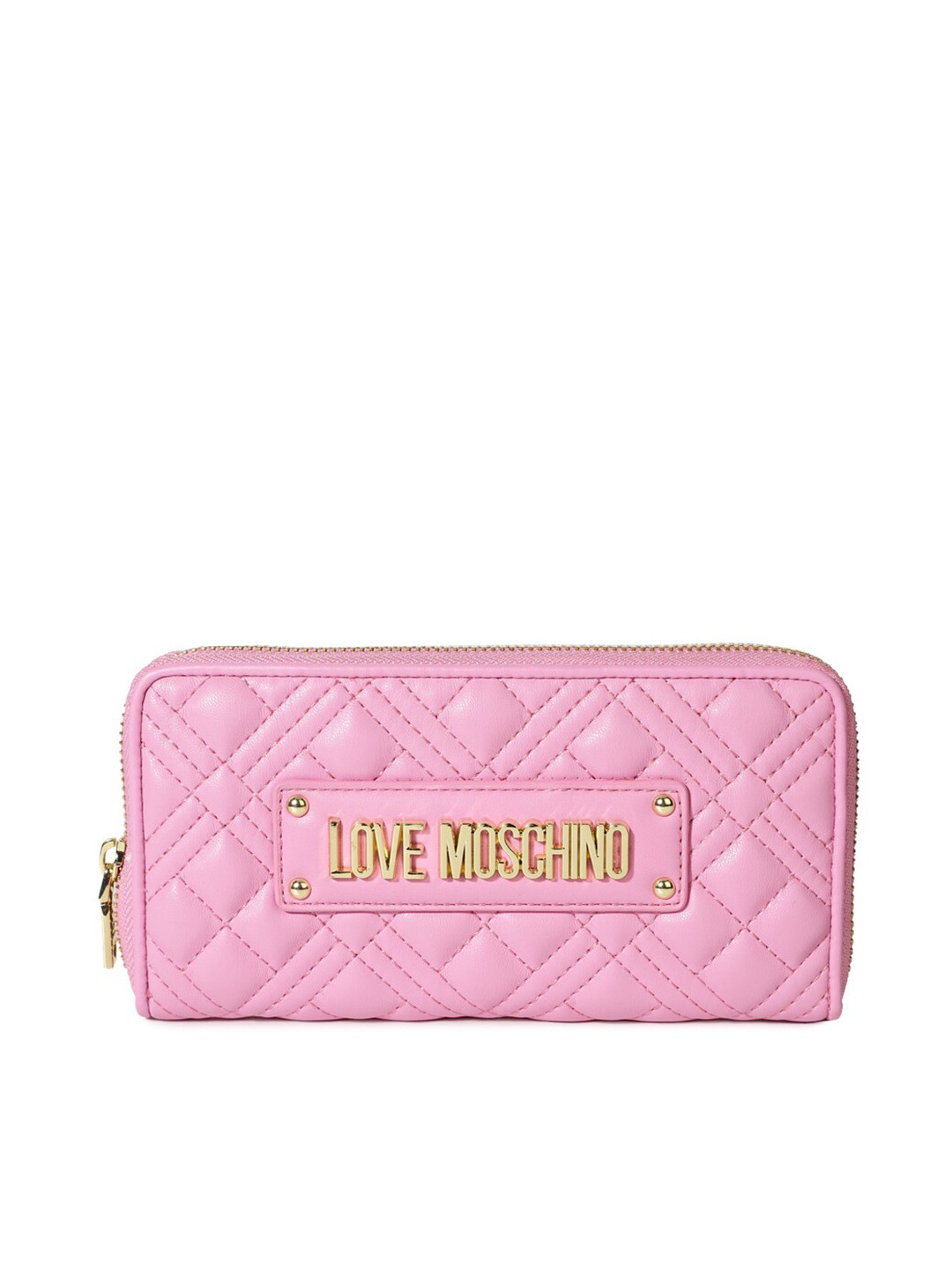 

LOVE MOSCHINO Women Quilted Zip Around Wallet, Purple