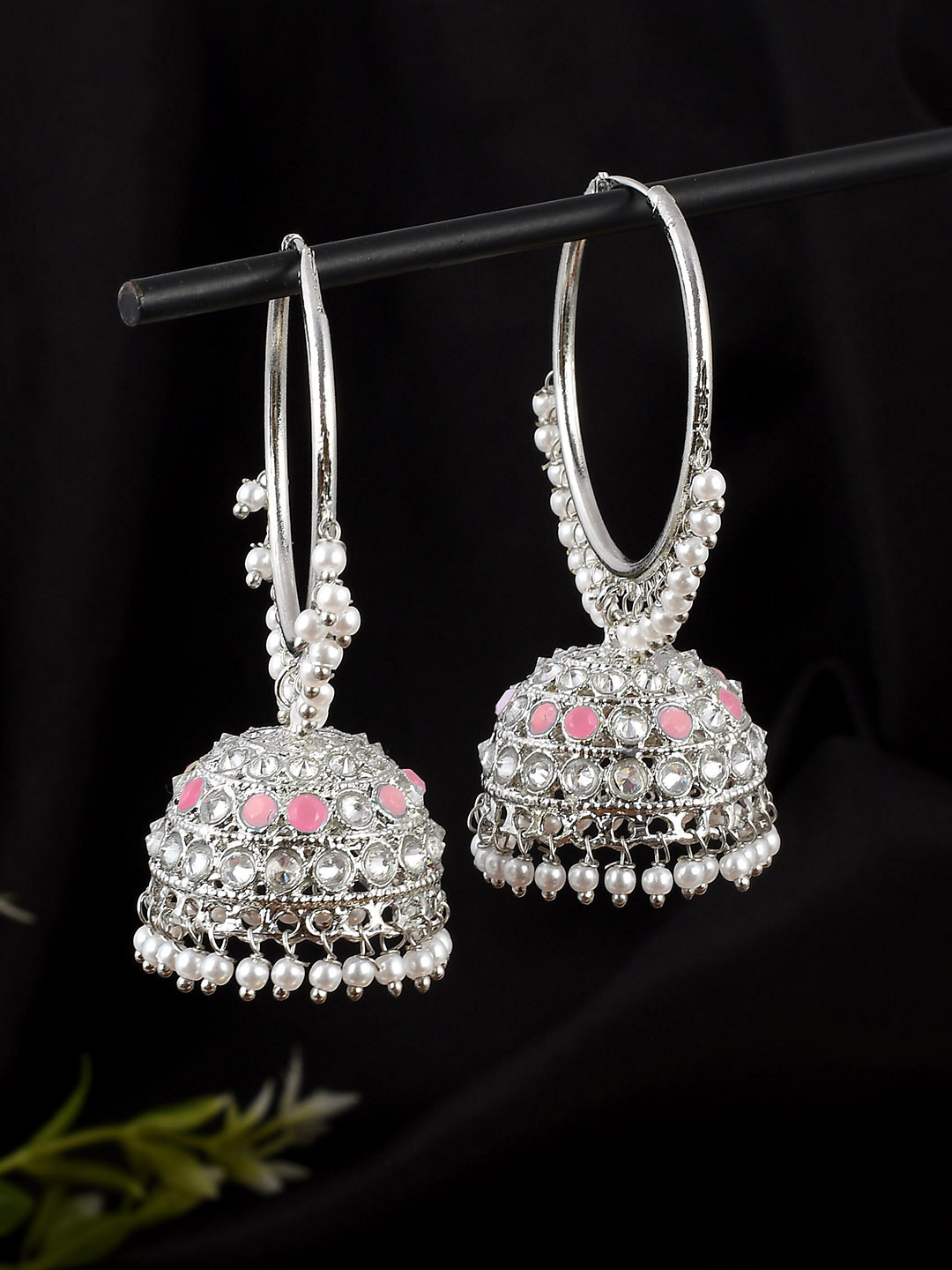 

AQUASTREET JEWELS Silver plated Dome Shaped Jhumkas Earrings