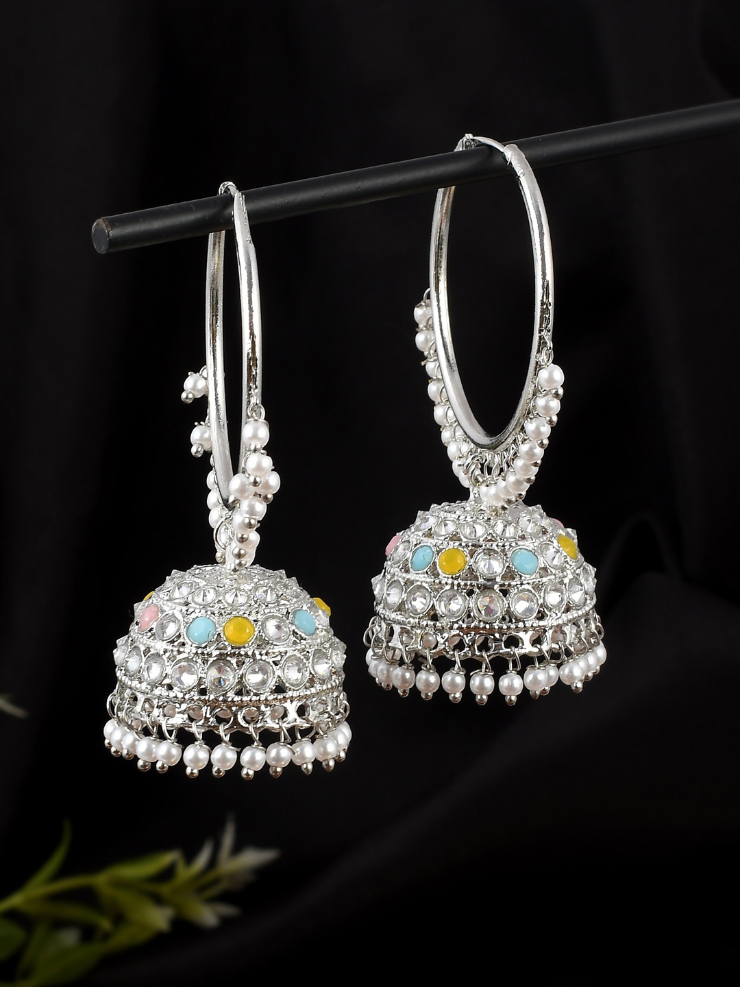 AQUASTREET JEWELS Silver plated Dome Shaped Jhumkas Earrings