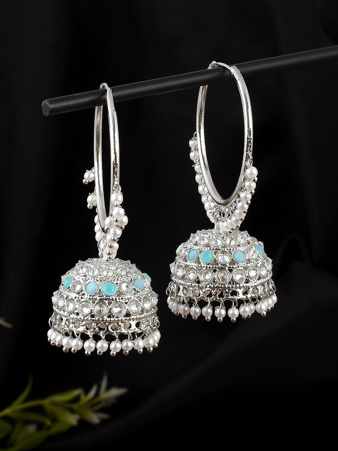 

AQUASTREET JEWELS Silver plated Dome Shaped Jhumkas Earrings