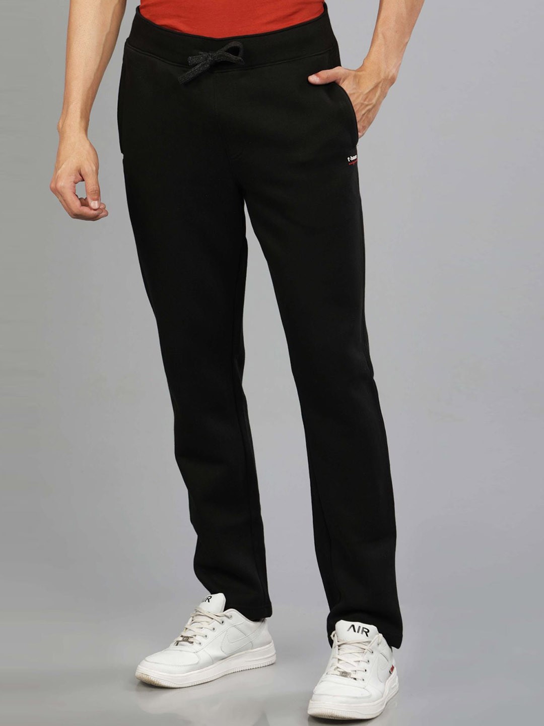

t-base Plus Size Men Black Solid Track Pants