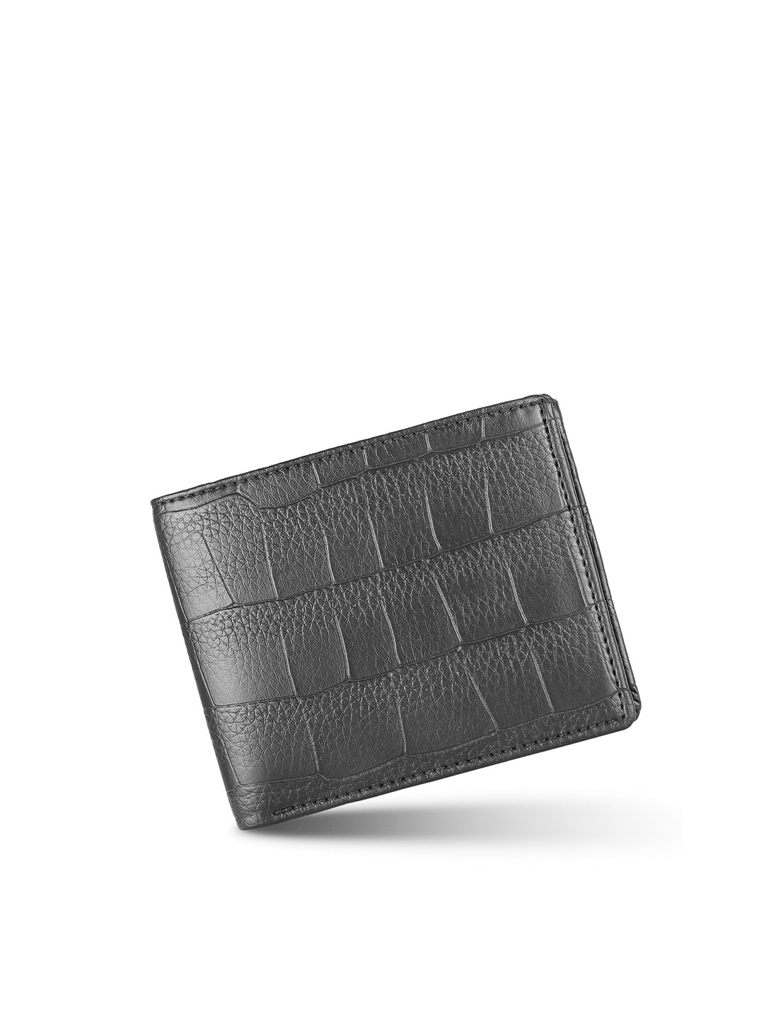 

MBOSS Men Textured Cut Work Two Fold Wallet, Black