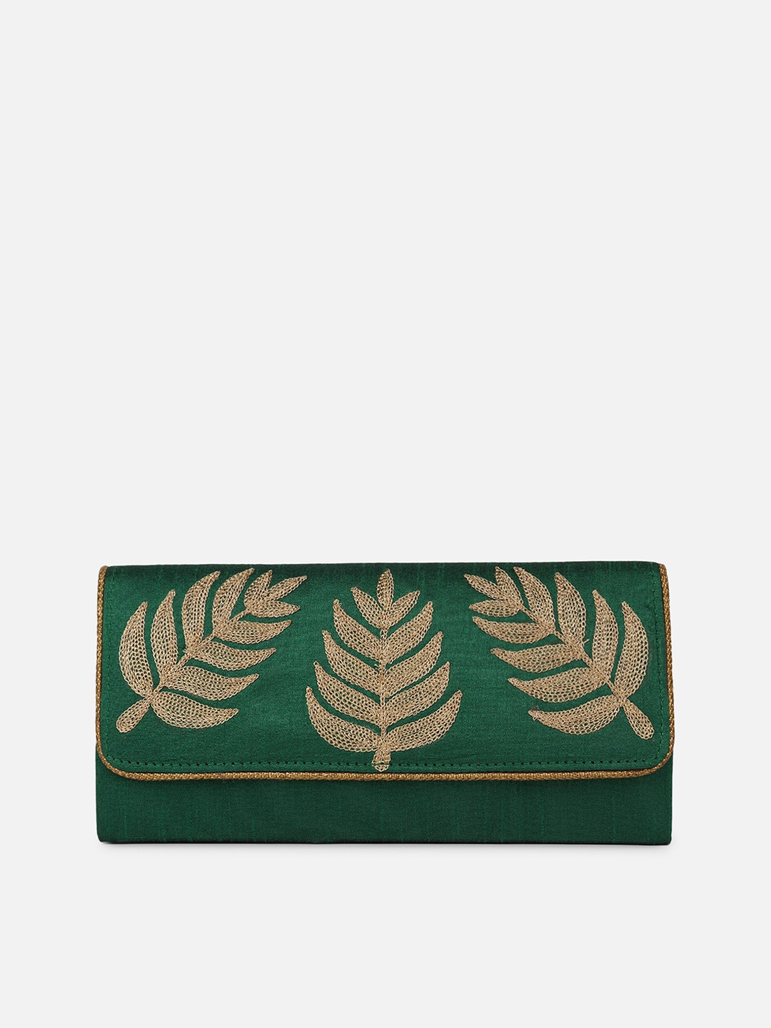 

Aditi Wasan Embroidered Envelope Clutch, Green